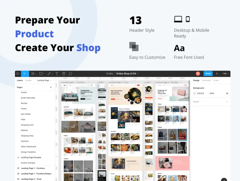 Premium Online Shop UI Kit _ Dashboard 高级家居时尚美食商店UI套件插图1