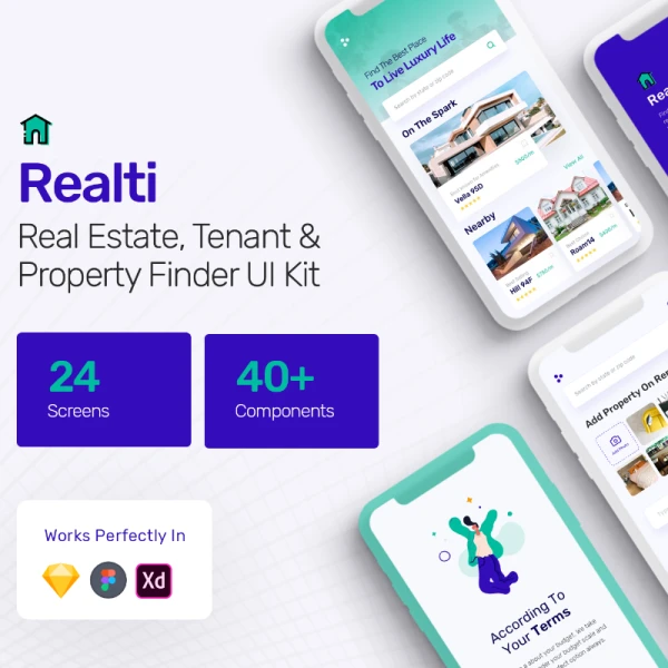 Realti - Real Estate, Property Finder and Tenants App Kit 房地产 不动产 物业查询和租户应用程序包