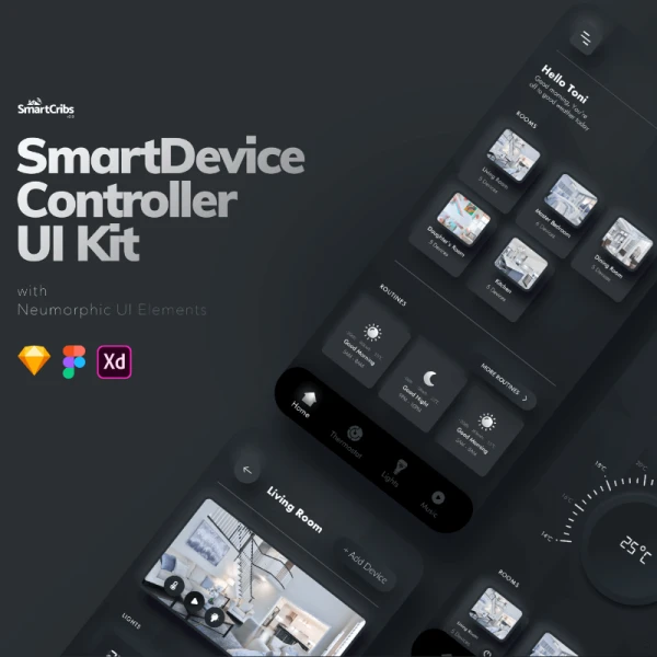 smartcribs-dark-neumorphic-ui-kit 深色新拟物风格用户界面套件