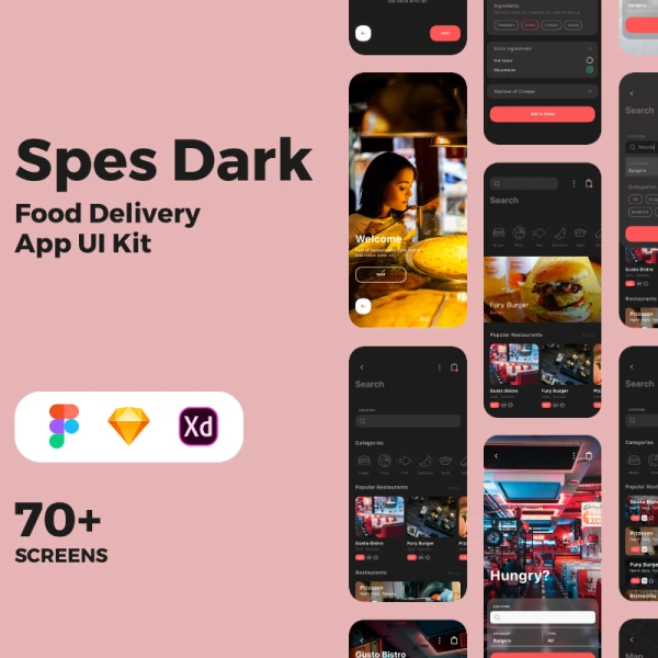 spesdark 食物展示快递配送设计界面套件