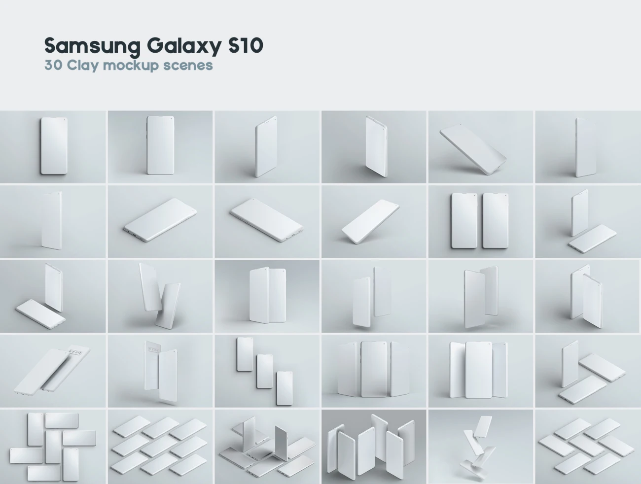 30 Samsung Galaxy S10 Clay Mockup 1 30三星Galaxy S10纸样样机模型1插图1