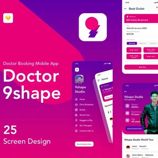 9shape Doctor Booking Apps IOS Ui Kit 医生预约应用IOS Ui套件