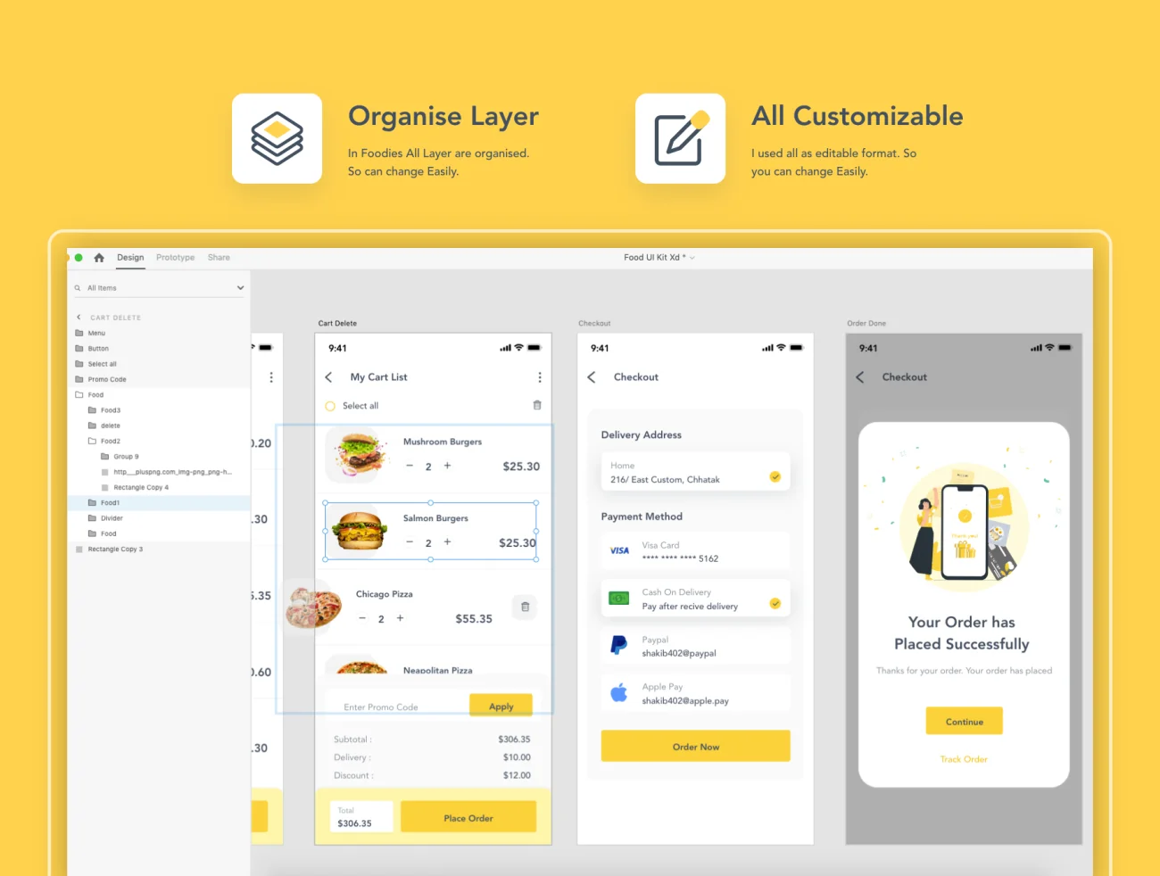 Foodies Food ordering _ delivery IOS app UI kit 美食家美食订购u交付IOS应用程序UI套件插图7
