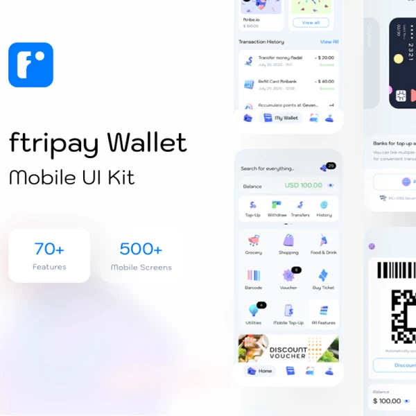 ftripay - Digital Wallet Mobile Ui Kit 数字钱包移动用户界面套件