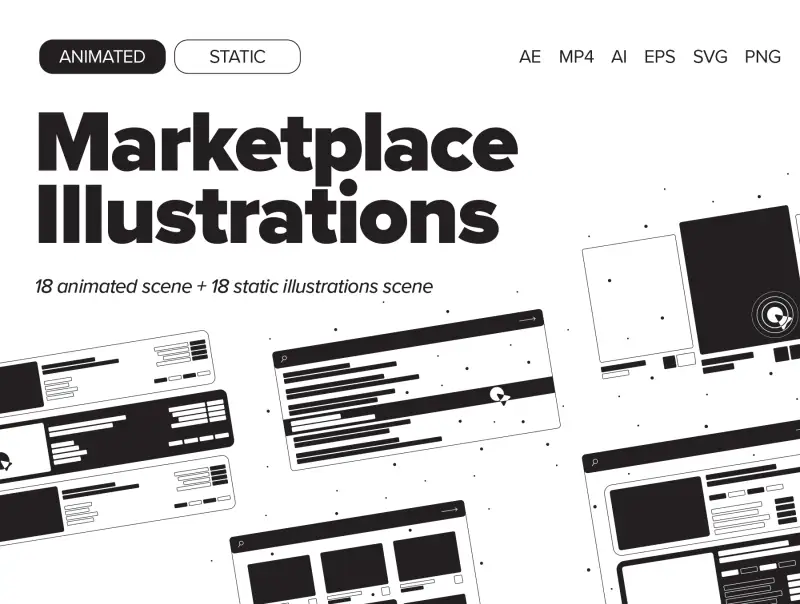 Marketplace Animated Illustrations 市场动画插图-UI/UX-到位啦UI