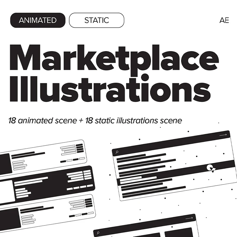 Marketplace Animated Illustrations 市场动画插图缩略图到位啦UI