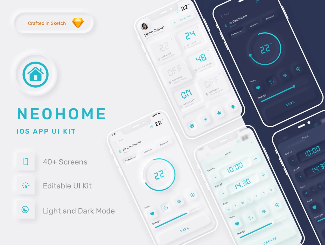 NeoHome UI Kit 新拟物风格用户界面套件明暗模式插图1