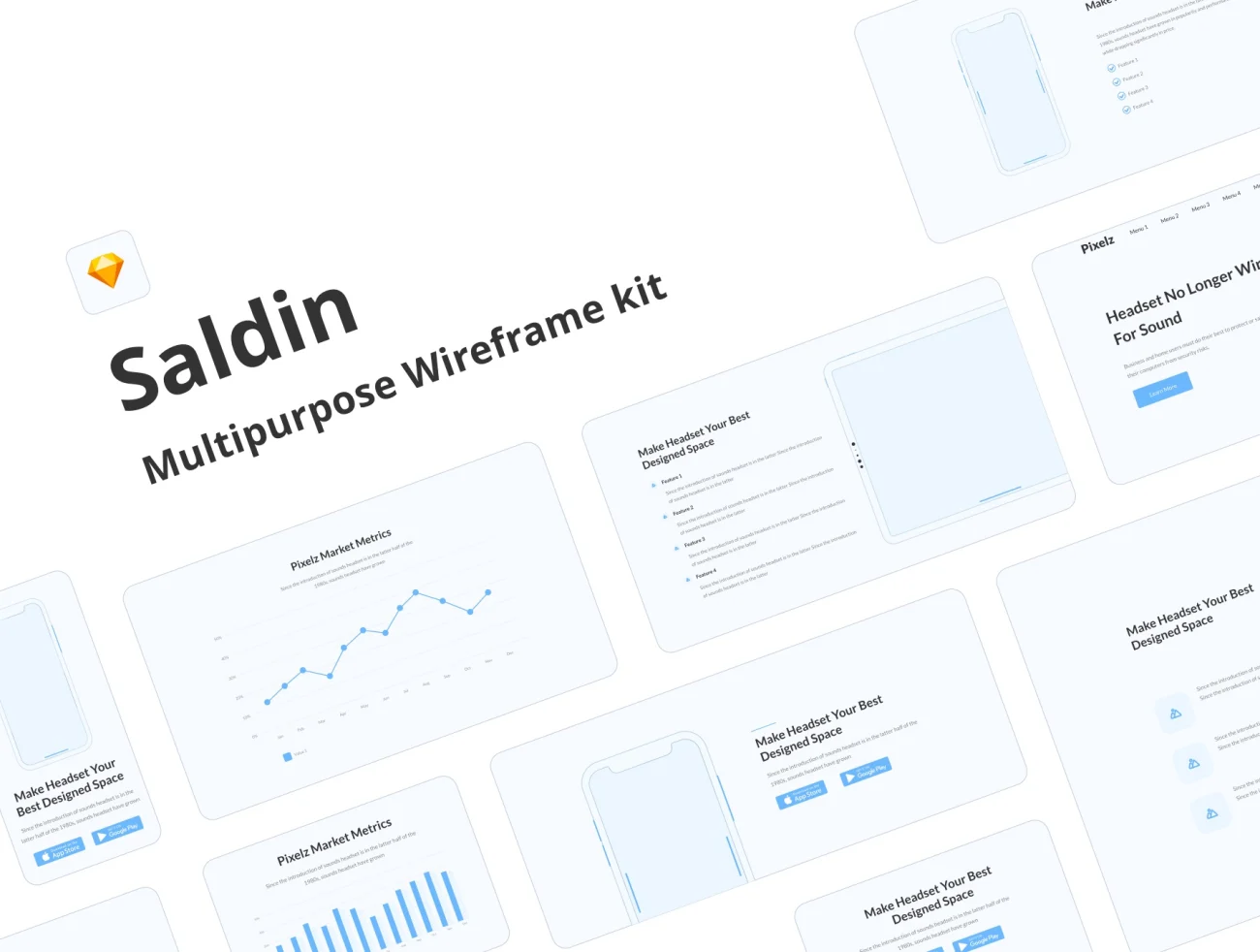 Saldin UI Kit 多样原型线框UI设计套件插图1