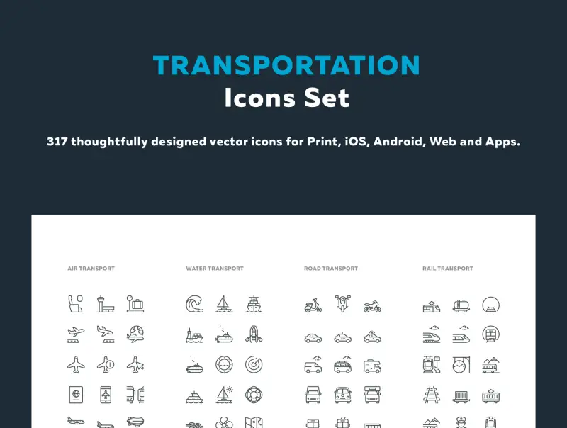 Transportation Icons 交通工具图标插图3