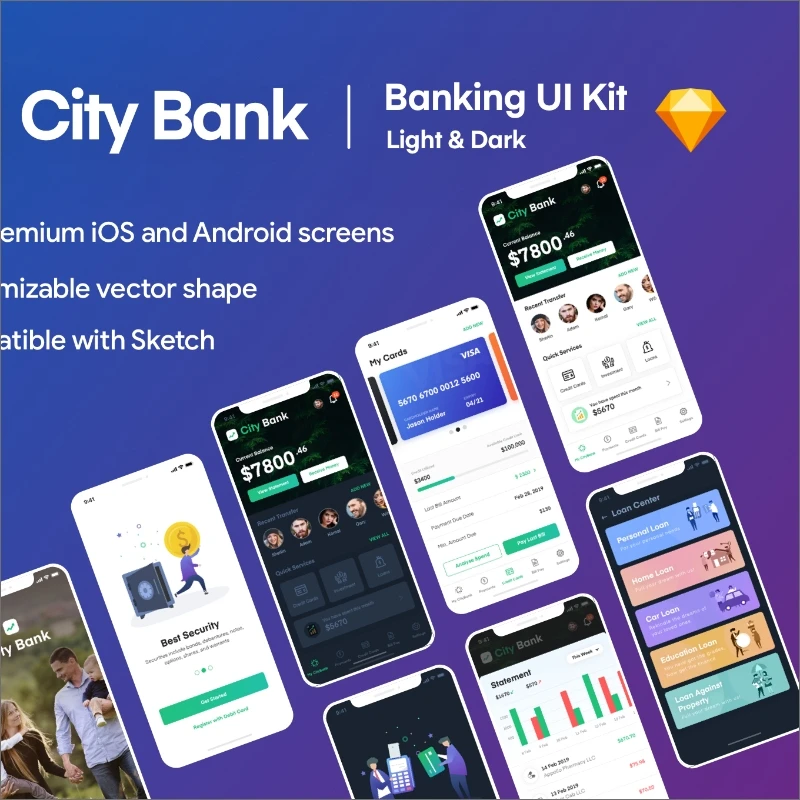 City Bank Light and Dark App UI Kit 城市银行明暗app应用UI套件插图17