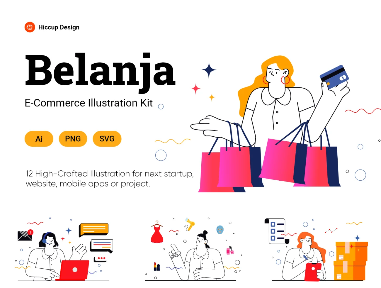 Belanja-E-commerce Illustrstion Kit Belanja-电子商务幻灯套装插图1