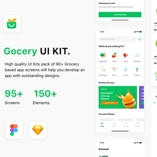 Gocery - Grocery App UI Kit 商超购物水果蔬菜货店应用程序UI套件