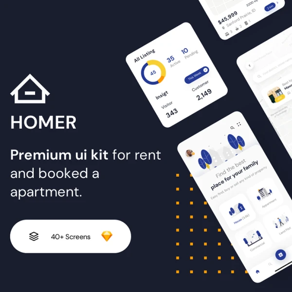 Homer Apartment App UI Kit 家庭公寓应用程序用户界面套件