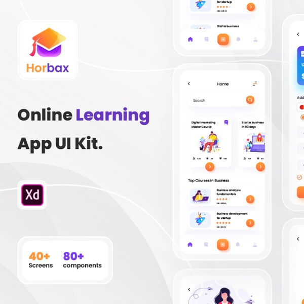 Horbax Online Learning App UI Kit Horbax在线学习应用程序UI套件
