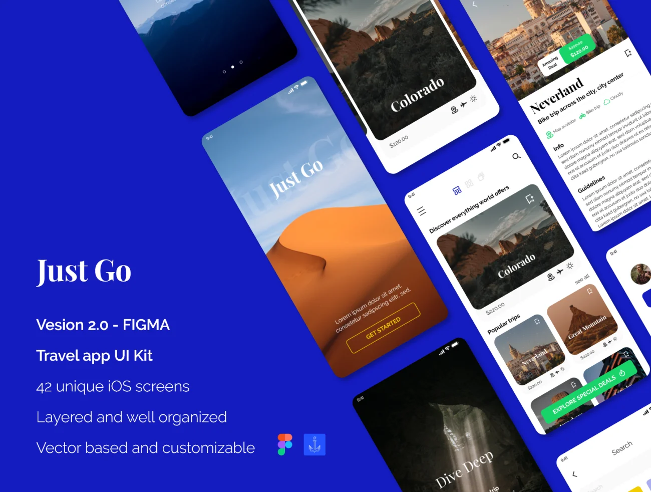 Just Go 2.0 travel app – Figma version 旅行应用程序-Figma版本插图1