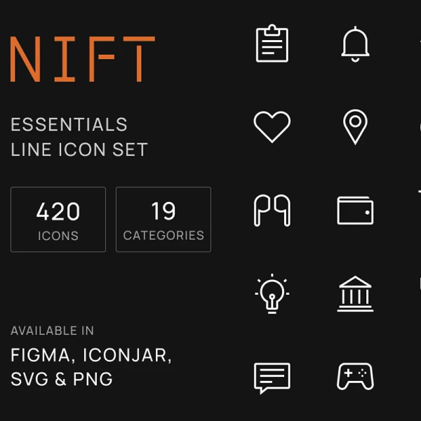 Nift Essential Line Icons 19大类420个基本线条常用图标