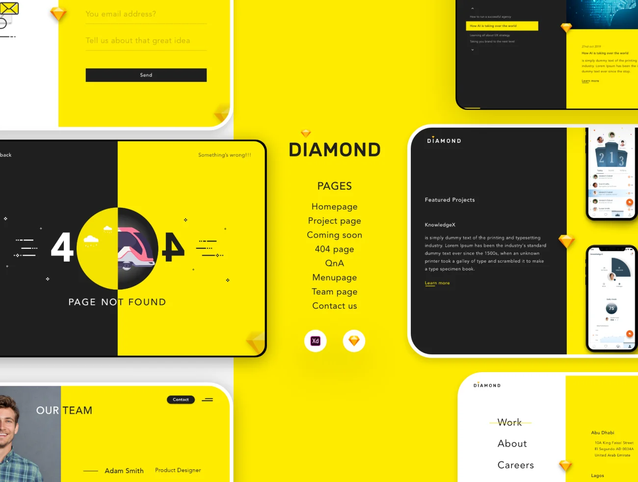 Diamond ui web template 创意极简黄色 ui web模板插图11