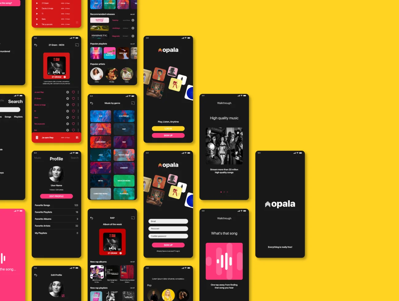 Opala Music app - FIGMA Version 音乐应用程序-UI/UX、ui套件、应用、播放器-到位啦UI