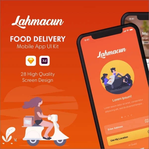 Lahmacun - Food Delivery Mobile App UI Kit(xd) 食品配送移动app应用UI套件xd