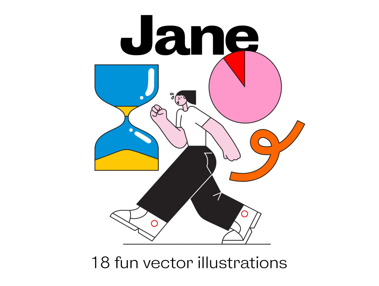 Jane – illustration pack 18个女生趣味矢量插画包插图包插图1