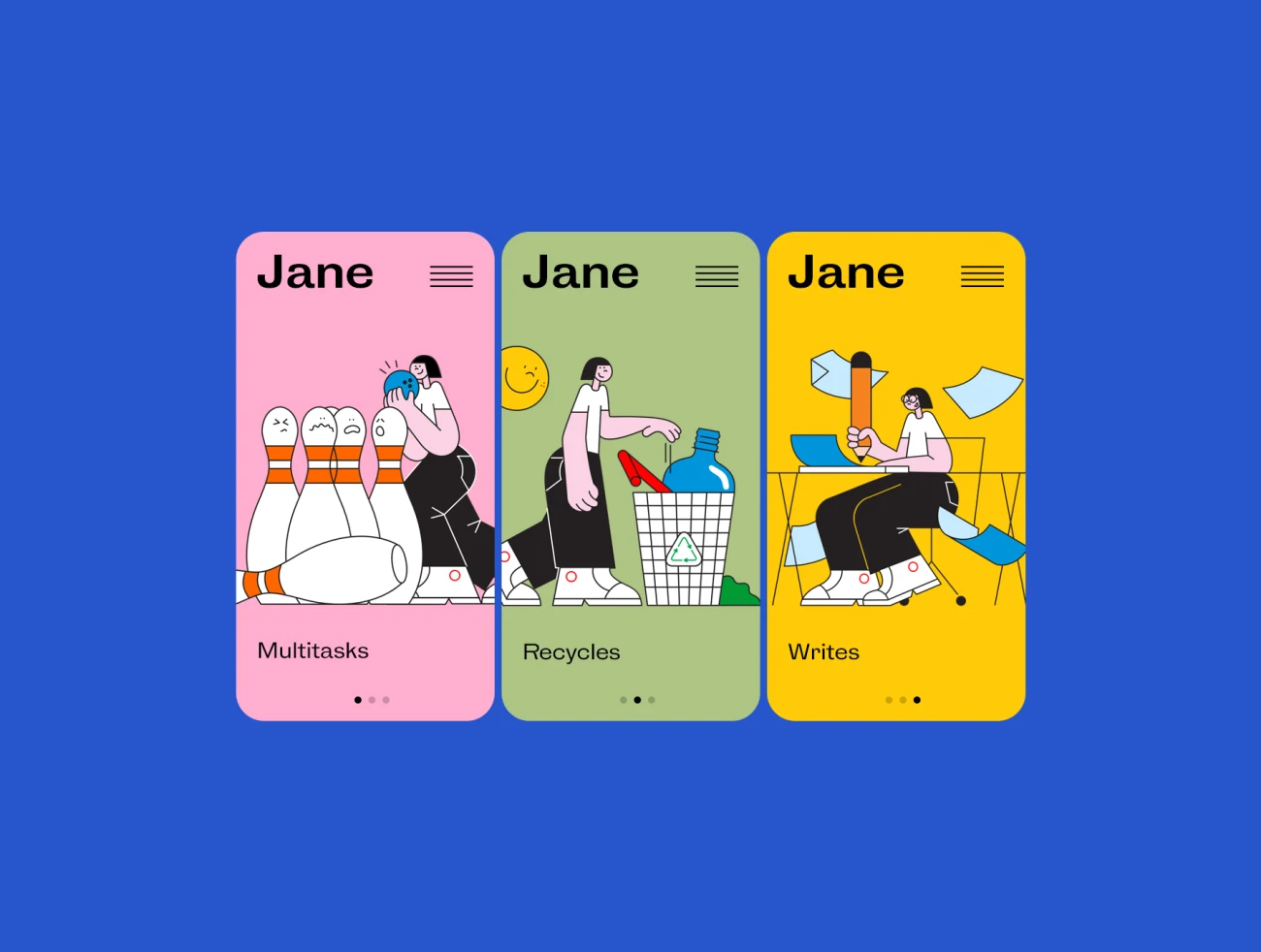 Jane – illustration pack 18个女生趣味矢量插画包插图包插图15