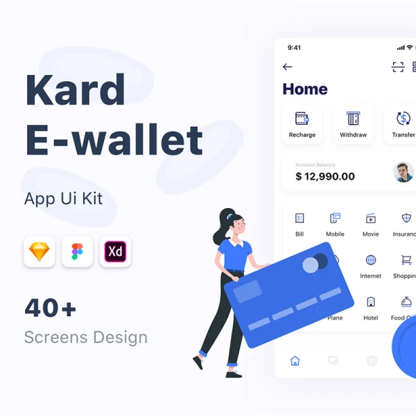 Kard e-Wallet App Ui Kit 电子钱包应用程序用户界面套件