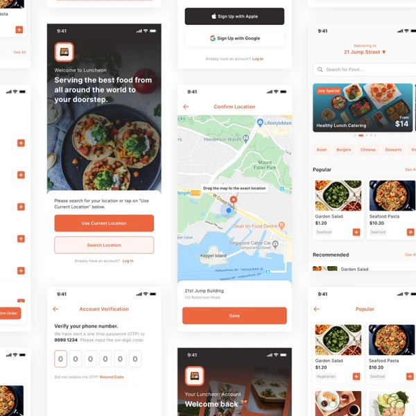 Luncheon Restaurant and Food Delivery App UI Kit for Sketch 午餐餐厅和食品配送应用程序UI套件
