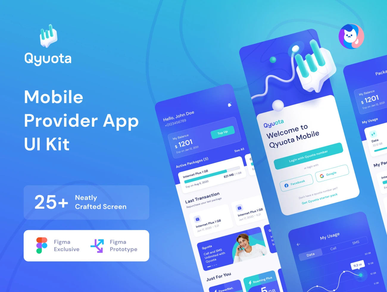 Qyuota Mobile Provider App UI Kit移动提供商应用程序用户界面套件插图1