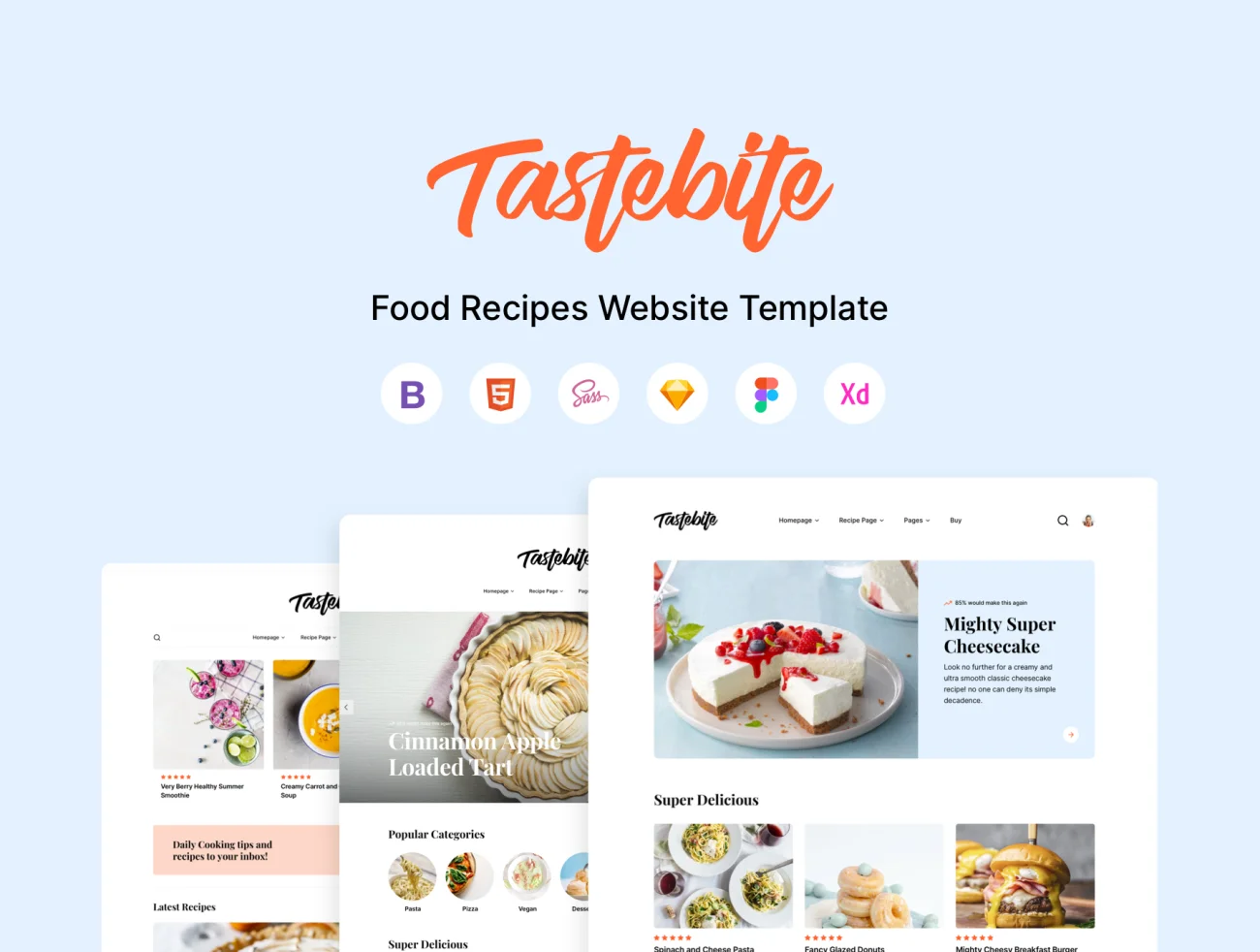 Tastebite – Food Recipes Website Template Tastebite-食品配方点心食谱网站模板插图1