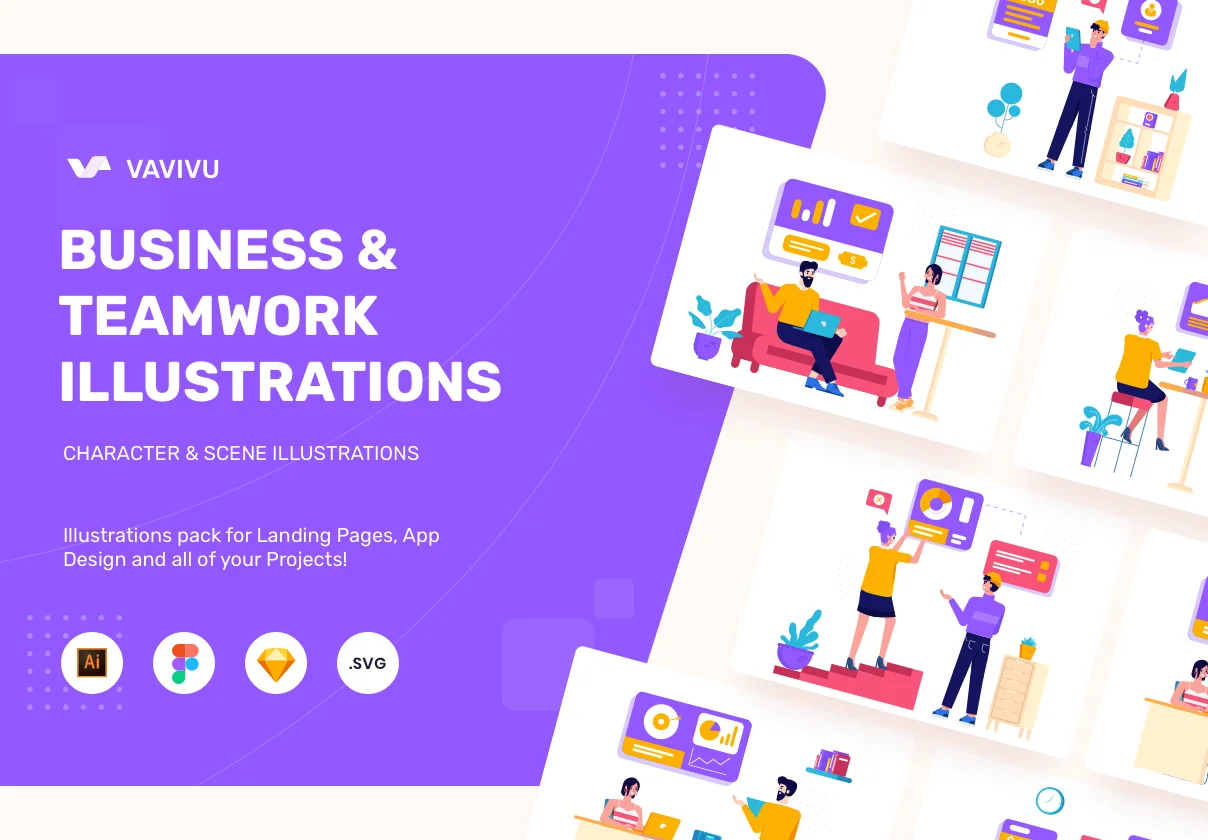Vavivu Business & Teamwork Illustrations 商业与团队合作插图插图1