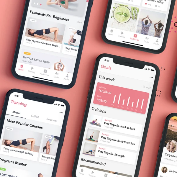 Yoga Fitness Mobile App UI Kit — new 瑜伽健身移动应用程序用户界面套件-新