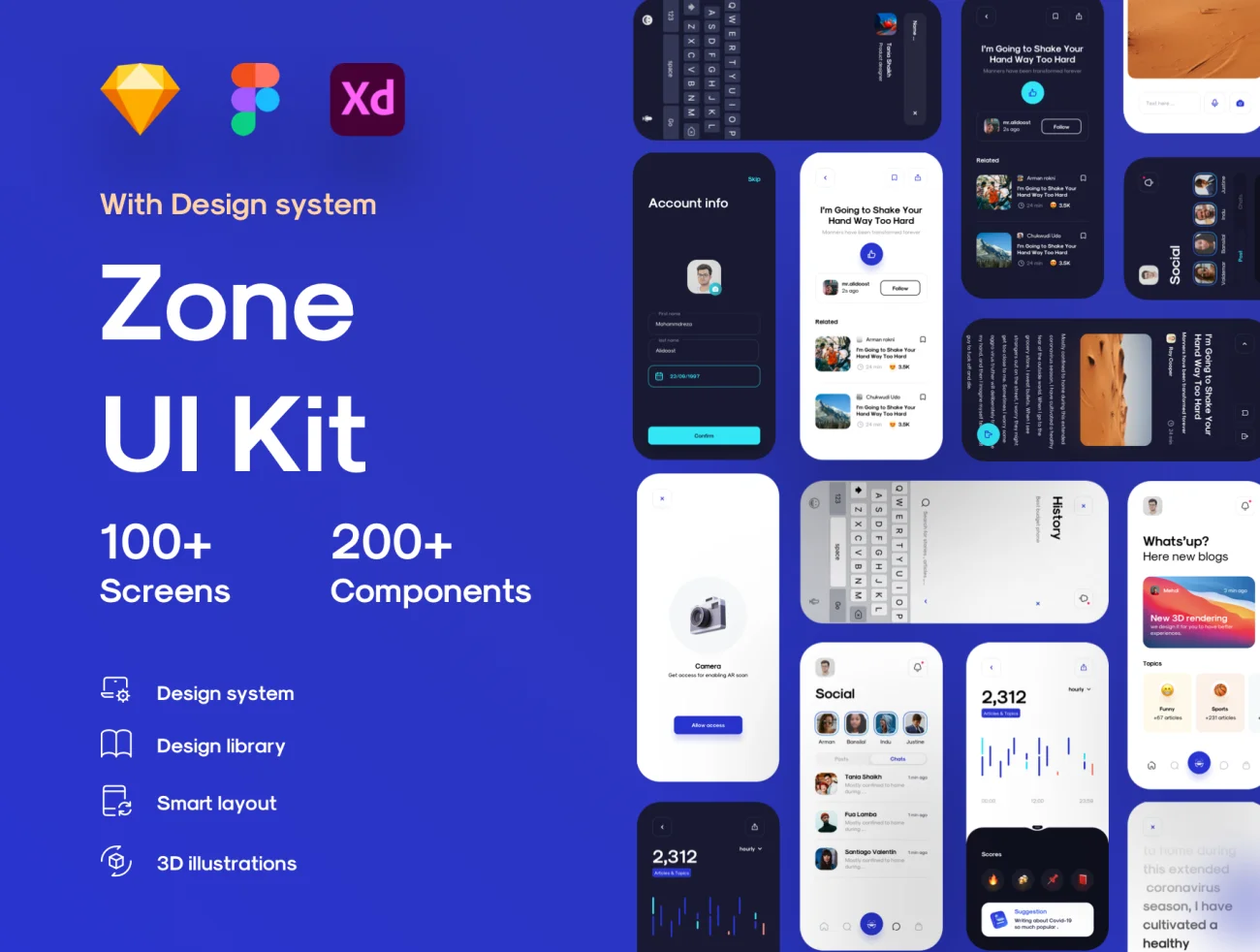 Zone App UI Kit 应用程序UI套件库3d图标-3D/图标-到位啦UI