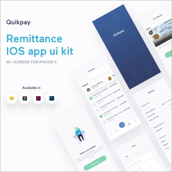Quikpay Remittance IOS app ui kit 汇款IOSapp应用ui套件