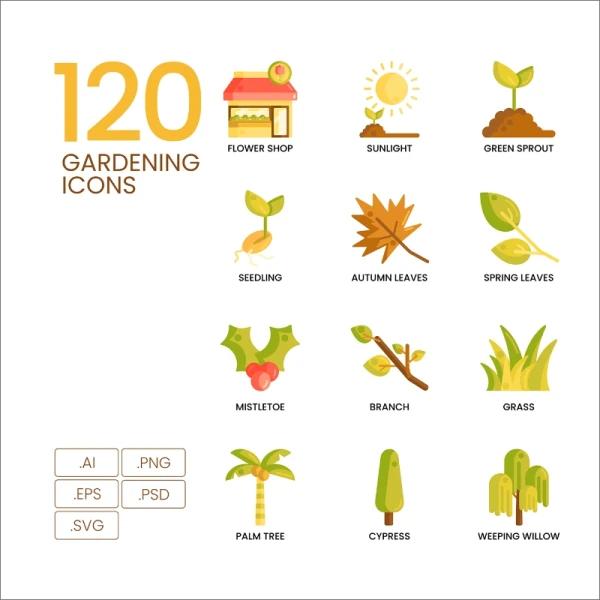 120 Gardening Icons Caramel Series 120园艺图标系列