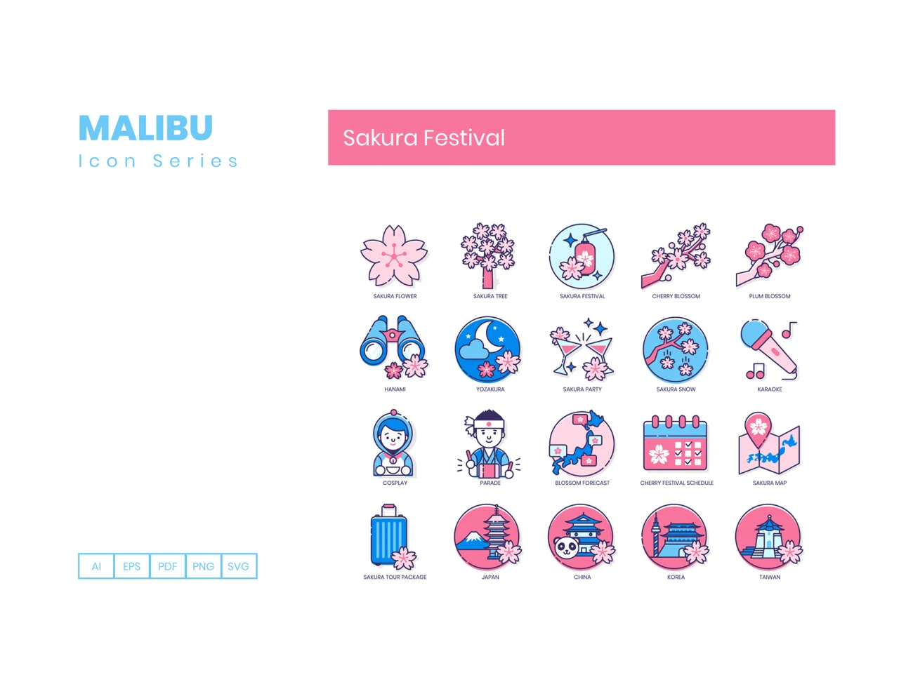 60 Sakura Festival Icons Malibu Series 60樱花节图标Malibu系列-3D/图标-到位啦UI