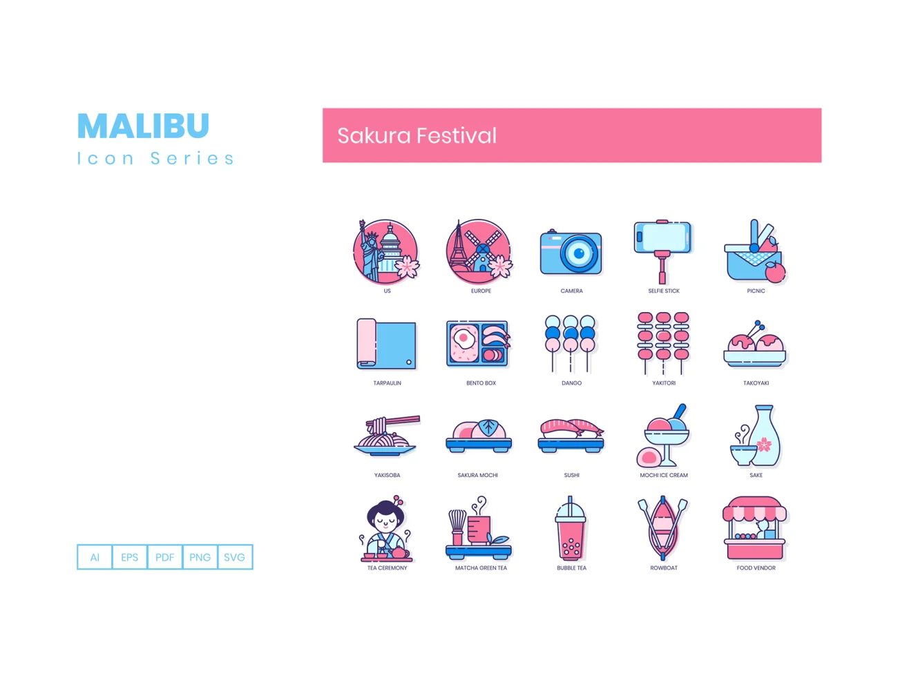 60 Sakura Festival Icons Malibu Series 60樱花节图标Malibu系列-3D/图标-到位啦UI