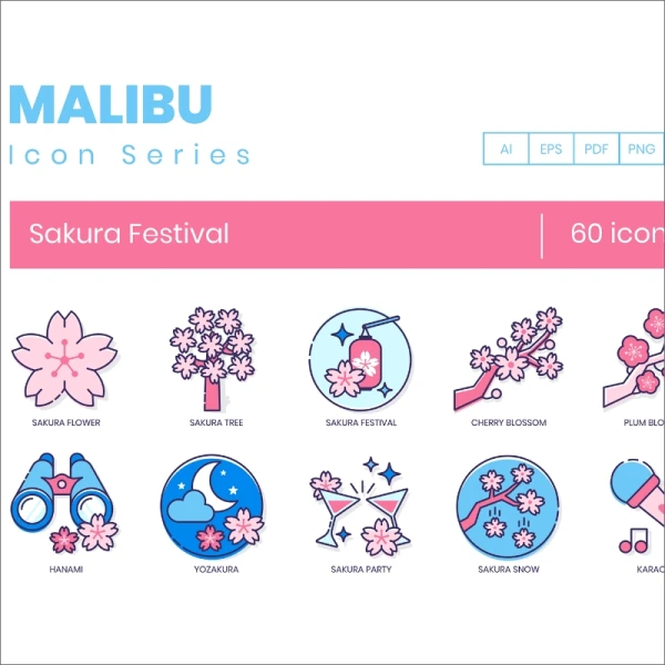 60 Sakura Festival Icons Malibu Series 60樱花节图标Malibu系列