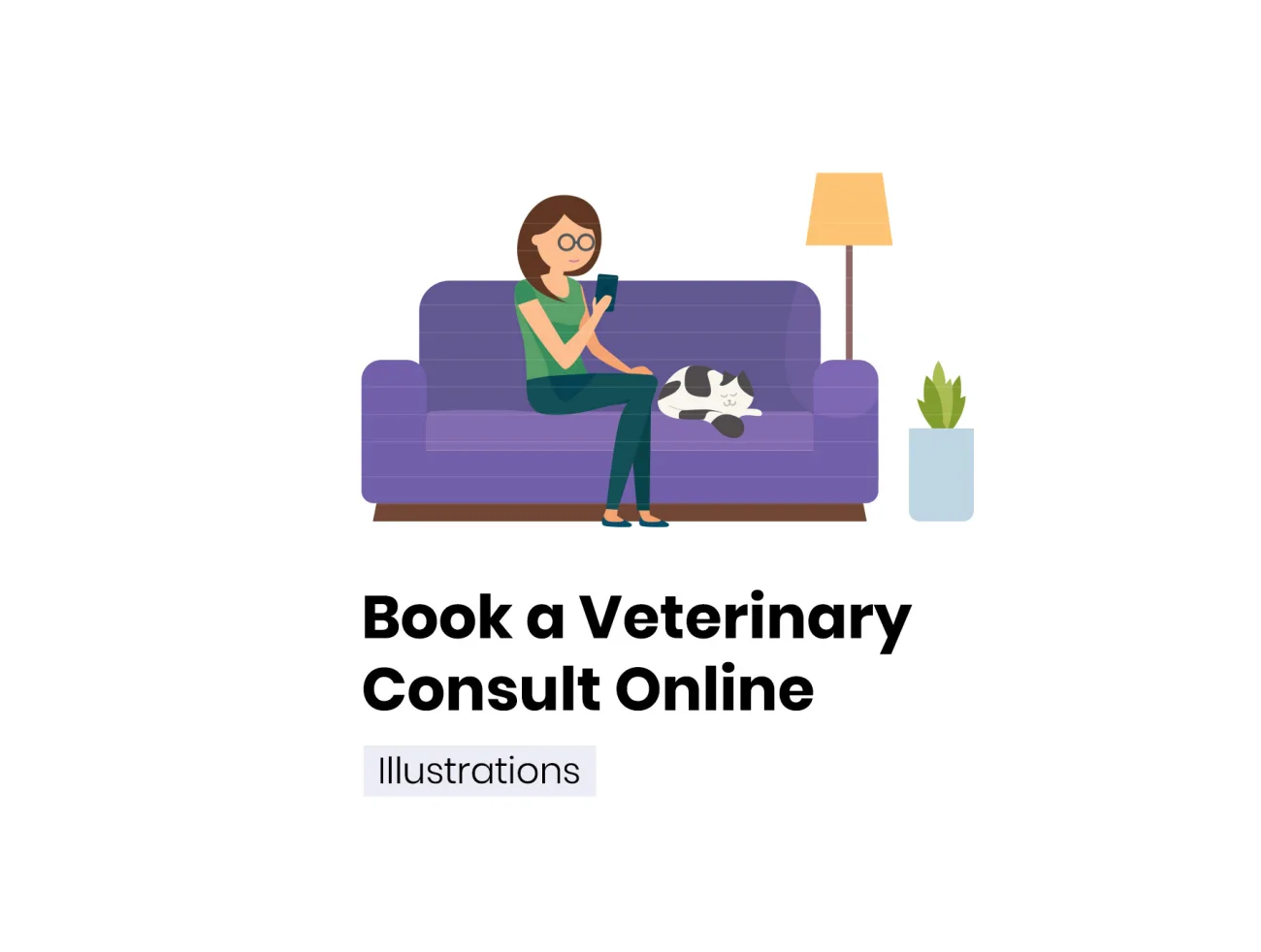 Book a Veterinary Consult Online 在线预订兽医咨询UI素材-ui套件、主页、人物插画、场景插画、插画、插画功能、插画风格、教育医疗、概念创意、线条手绘、网站、营销创业、预订-到位啦UI