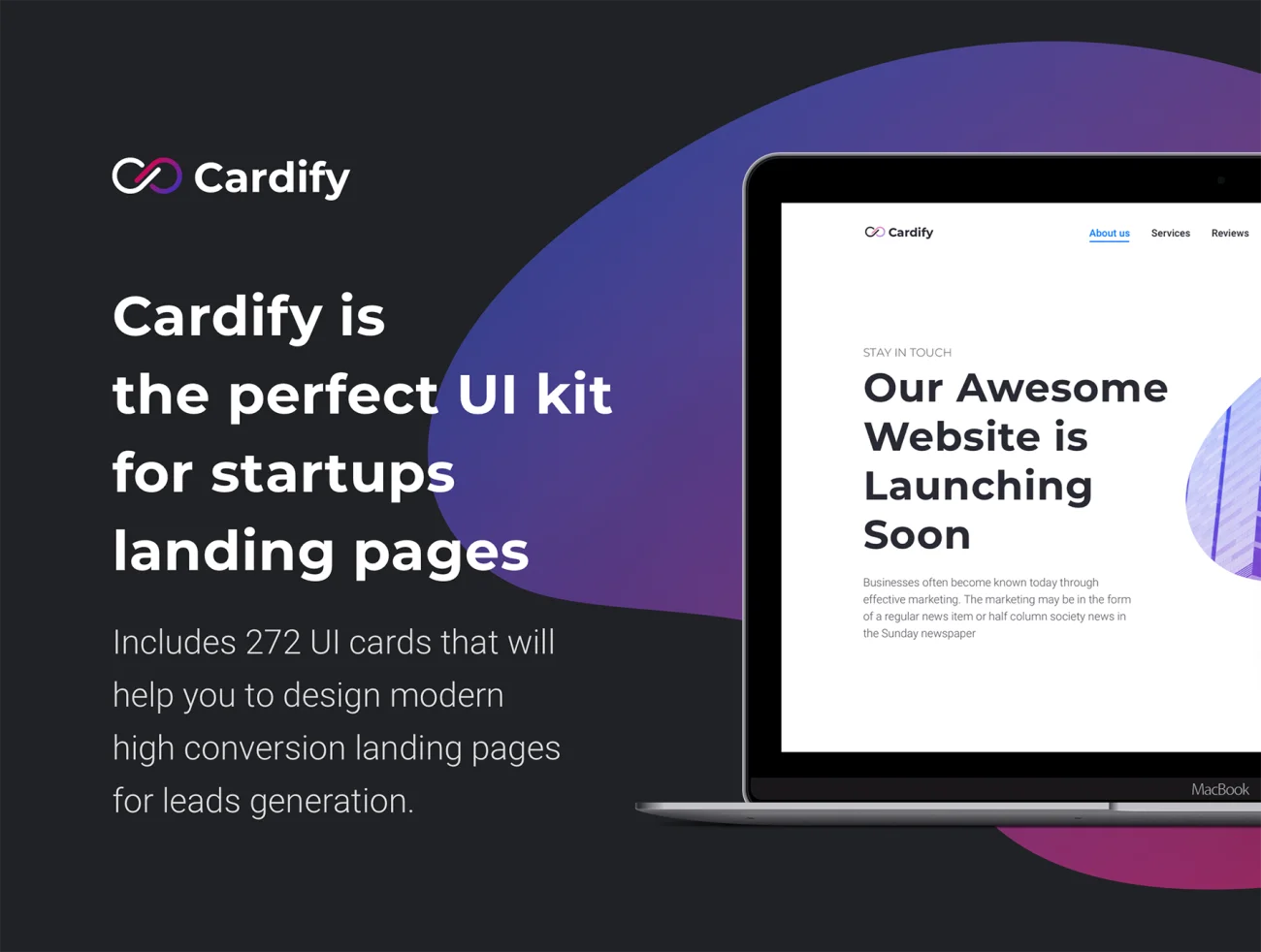 Cardify Startup UI Kit(figma) 启动UI套件-ui套件、主页、介绍、列表、图表、引导页、海报-到位啦UI
