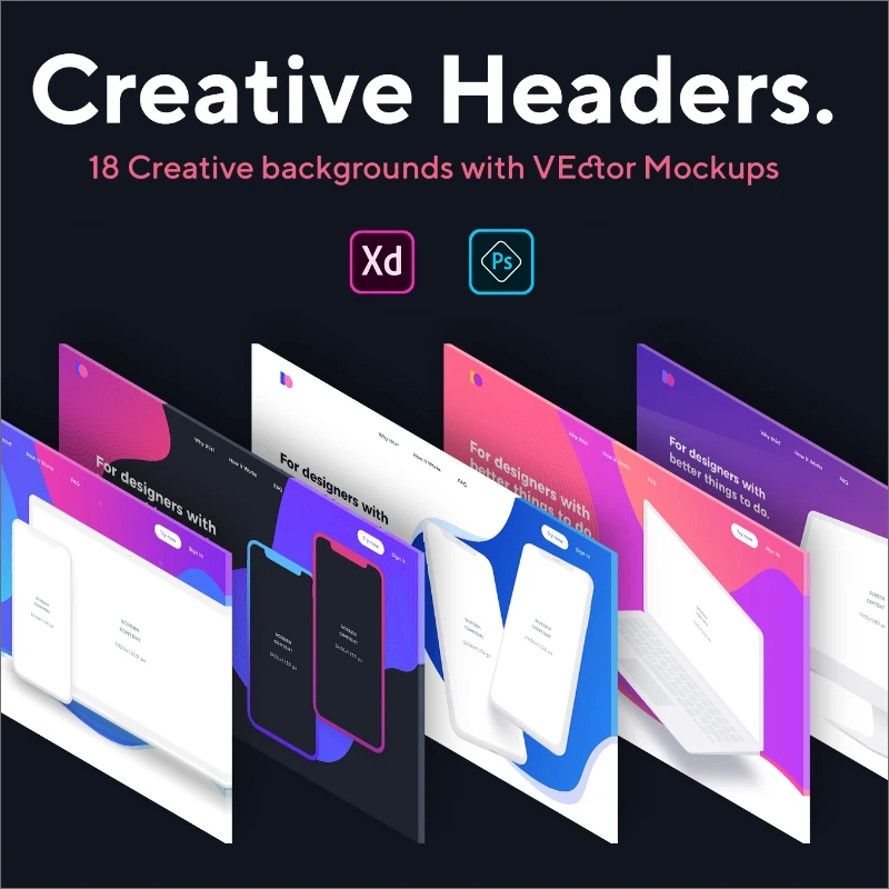 Creative Headers 创意网站首屏海报缩略图到位啦UI