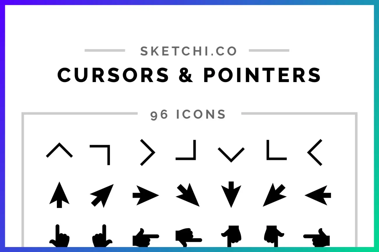 Cursors & Pointers Solid 鼠标光标和指针图标-3D/图标-到位啦UI