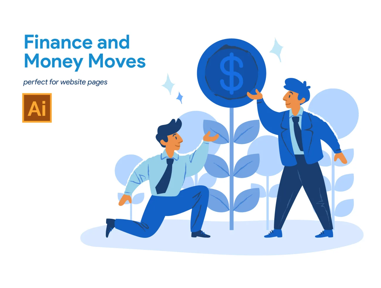 Finance and Money Moves 金融和货币现金流插画合集-UI/UX、场景插画、插画、金融理财-到位啦UI