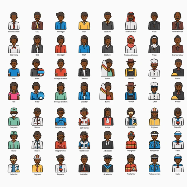 350 Inclusiveness Icons 350个不同职业年龄人物图标