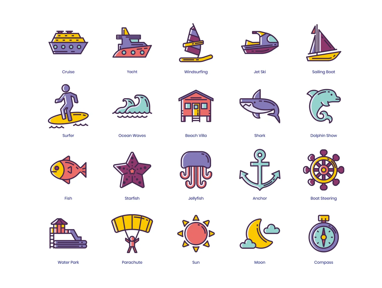 96 Travel Icons Lilac Series 96个旅行图标淡紫色系列-3D/图标-到位啦UI