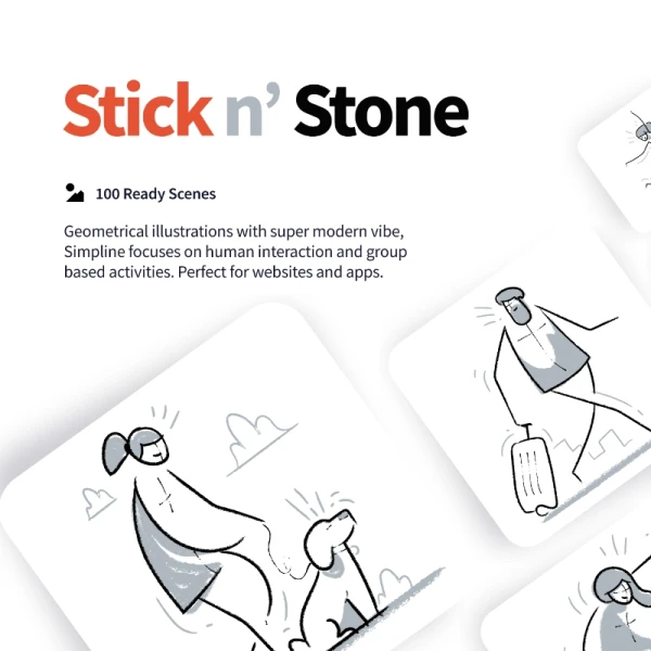 Stick N Stone illustrations 100个优美简约线性插图