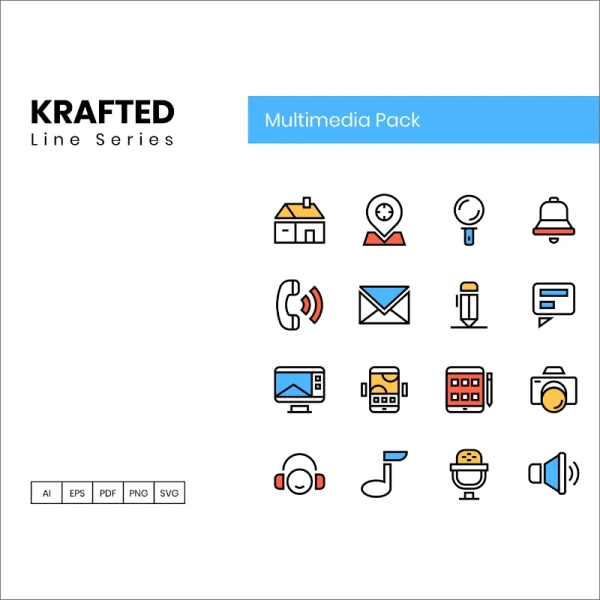 Krafted 65 Multimedia Icons 65个多媒体图标