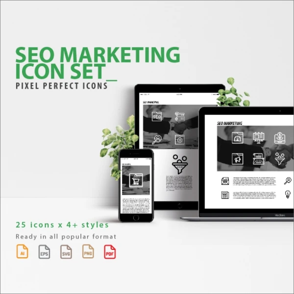 SEO Marketing Icons Set 搜索优化营销图标集