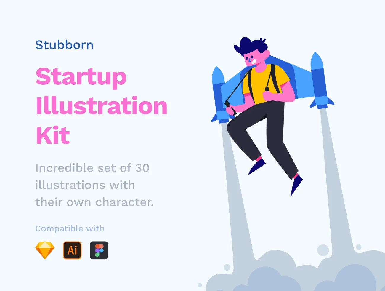 Stubborn Illustrations 状态页插图-UI/UX、人物插画、场景插画、插画、插画风格、概念创意、状态页、线条手绘、趣味漫画-到位啦UI