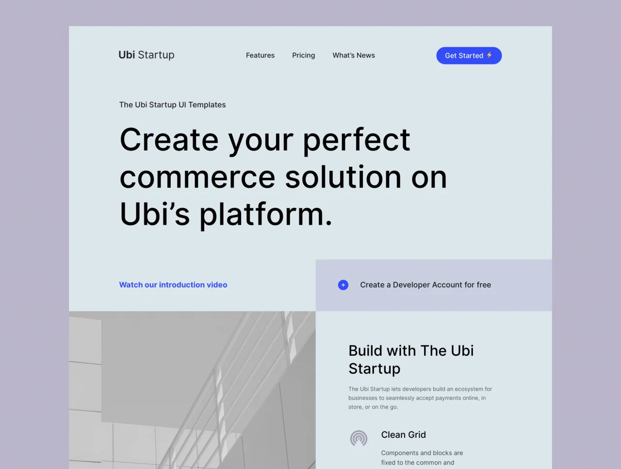 Ubi Startup Templates 2个现代典雅创意工作室网站设计模板集-ui套件、主页、介绍、列表、卡片式、引导页、海报、社交、网站-到位啦UI