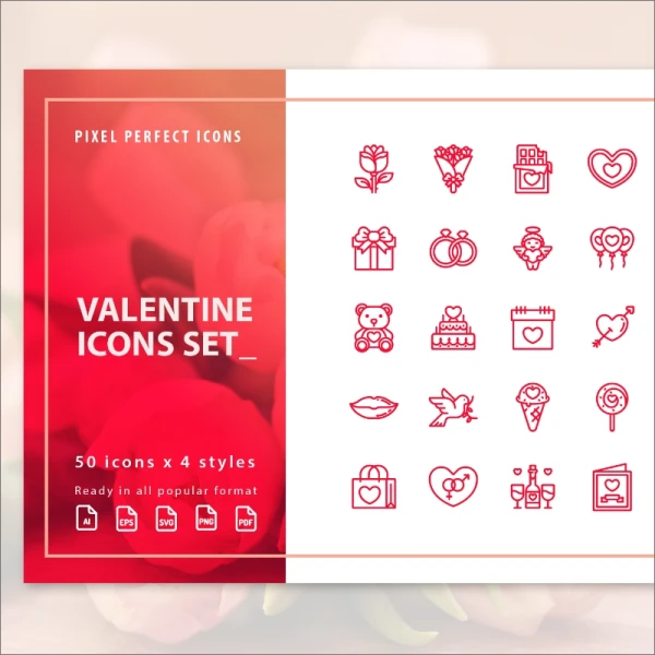 Valentine Icons Set 情人节图标集